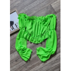 Zelený skrátený top s volánmi